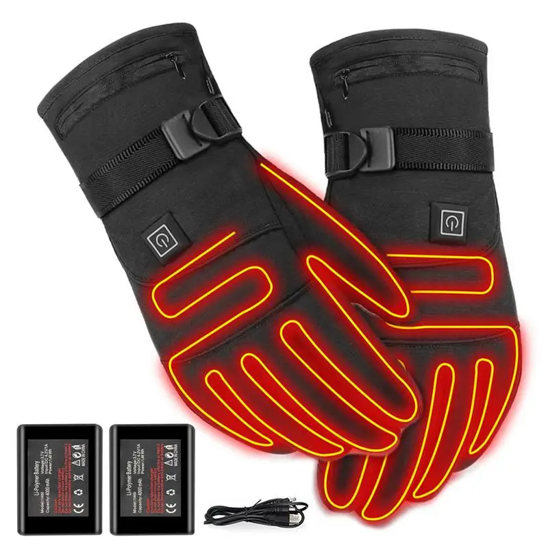 

Electric Heated Gloves With 3 Levels 4000mAh Rechargeable Battery Powered Heat Gloves Winter Outdoors Thermal Skiing Warm Gloves