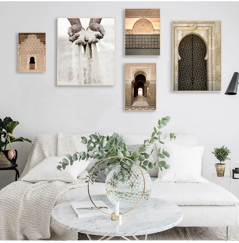 Islamic Architecture Morocco Door Vintage  Quotes Canvas Print Modern Religion Muslim Art Painting Wall Decoration Picture