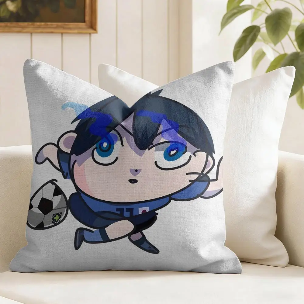 Funny B-Blue L-Lock Cushion Cover Eco Linen Pillow Case Double-Sided Print Breathable Durable Zipper Home Decor Gift
