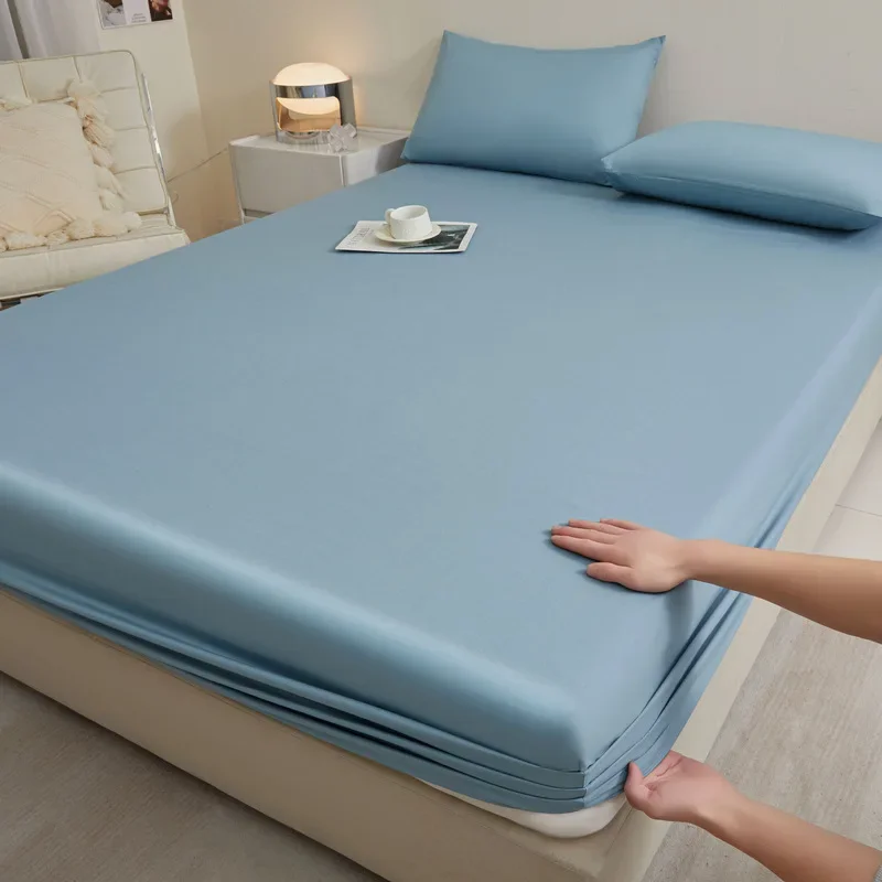 New Cotton Fitted Sheet Three-Piece Set Class A Pure Cotton Fitted Sheet Three-Piece Set Solid Color Bedding