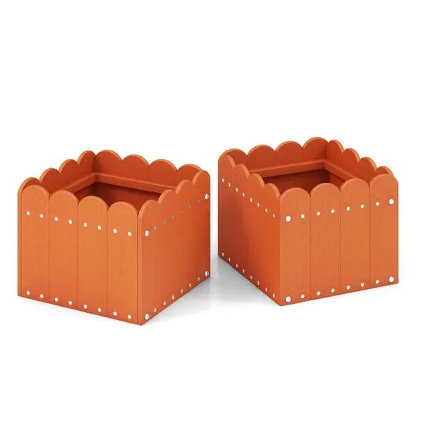 

2 Pack Square Planter Box with Drainage Gaps for for Front Porch Garden Balcony