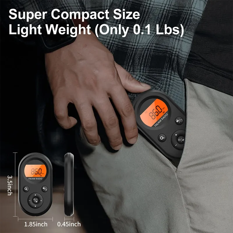 محمول صغير قابل لإعادة الشحن راديو FM/AM بإضاءة خلفية DSP رقاقة مسح تلقائي مؤقت النوم