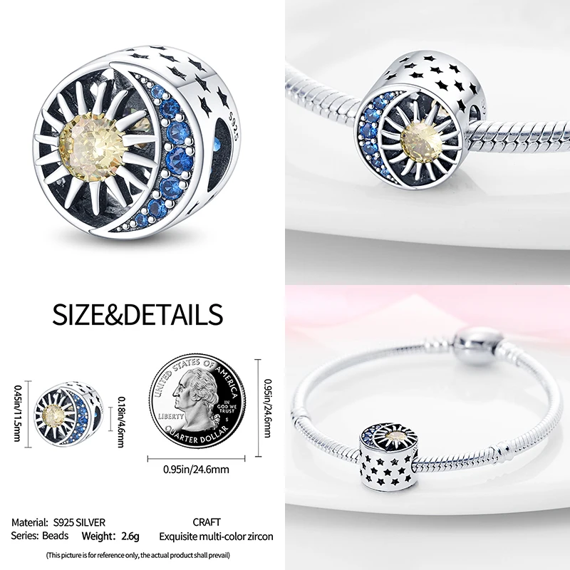 Abalorio de cuentas de circonita serie Azul para mujer, compatible con pulsera Pandora 2023 Original, colgante de plata, regalo de joyería