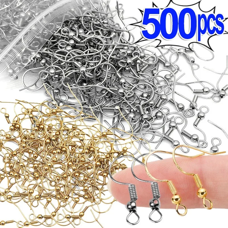 100/500pcs DIY Earring Findings Earrings Clasps Hooks Stainless Steel Hypoallergenic Earring Making Accessories Hook Earwire