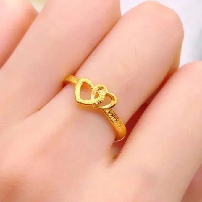 1pc Double Heart Opening Women's  with Adjustable Ring Simple Ins Style and Versatile Accessories Fashion Jewelry