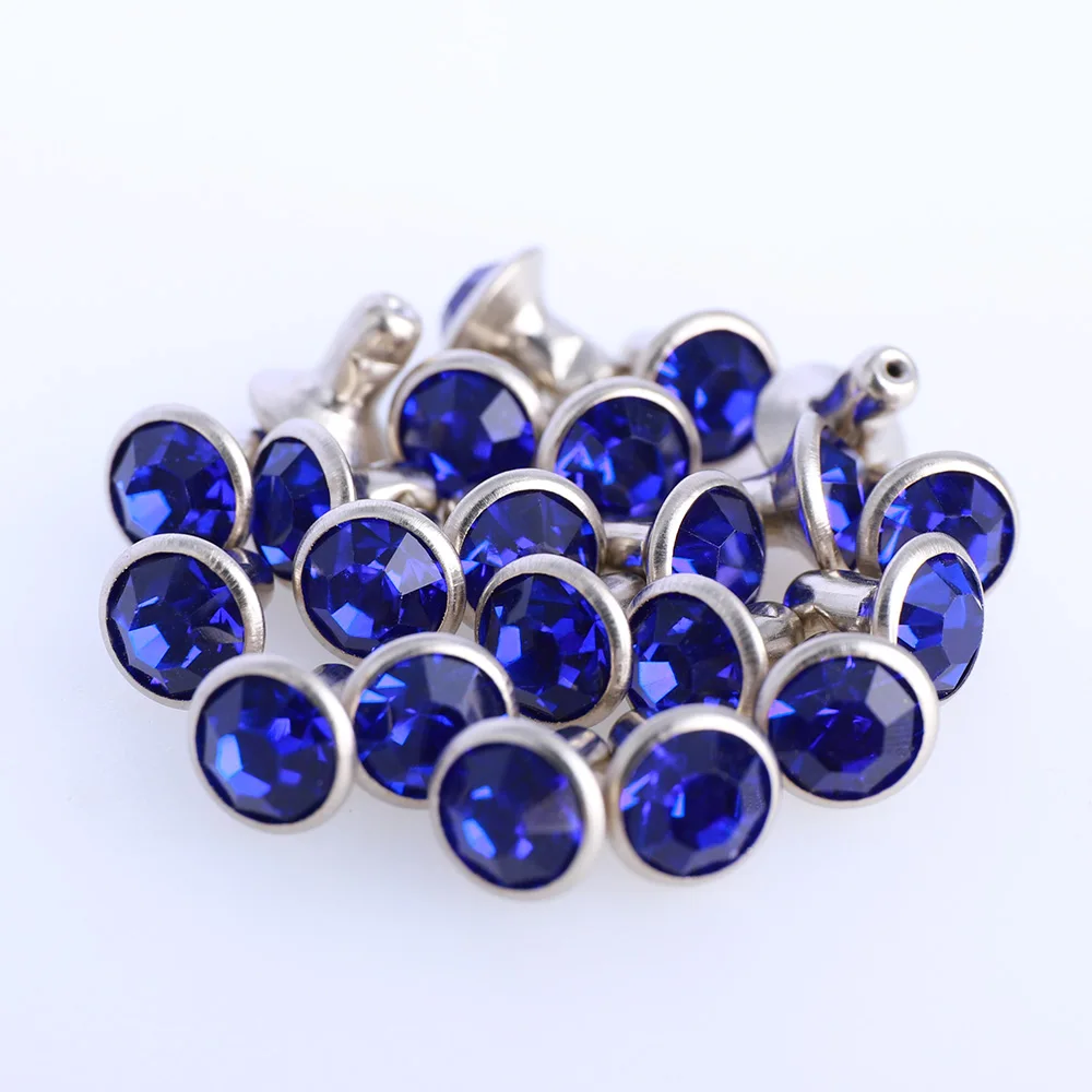 QIIY 6/8 mm Glasnieten Strass Glitzer Kristall AB Silber Rand Steine Ohrstecker mit Pflege Strasssteinen für DIY Kleidung Dekoration – Detail 10