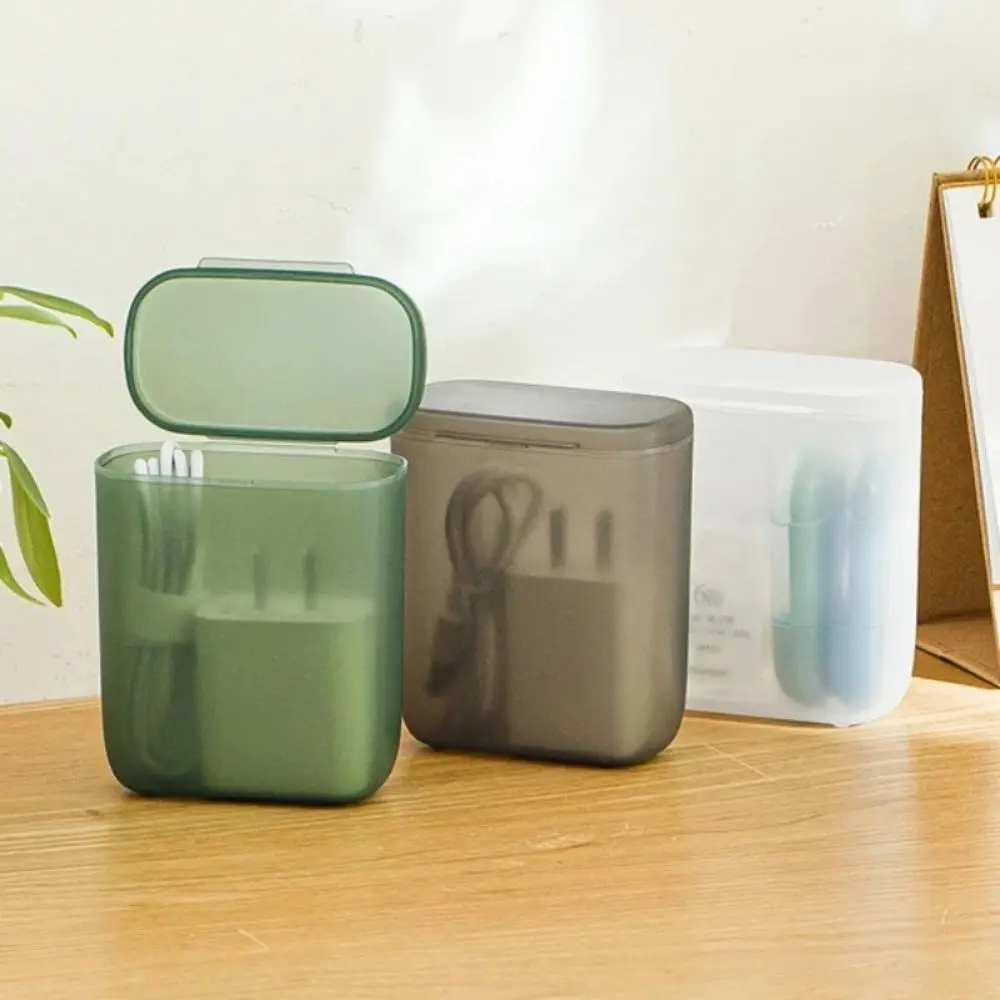 New Dustproof Data Cable Storage Box Transparent With Cover Cable Wire Container Box PP Desktop Storage Box