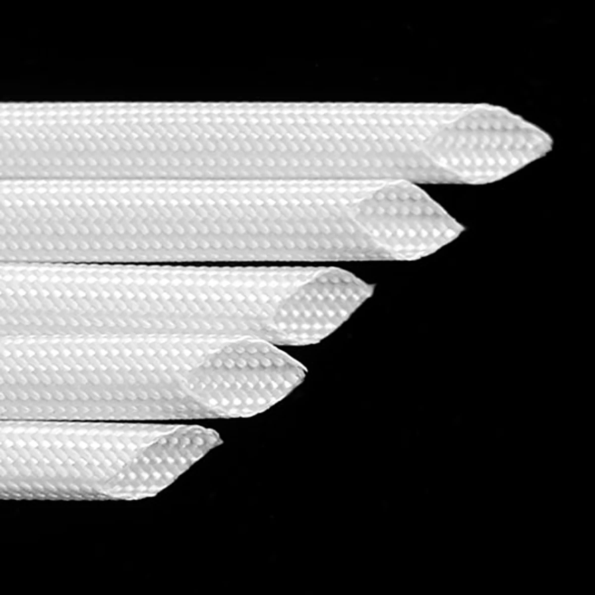 

1/2/5M Diameter 1mm - 50mm White Braided Soft Fiber Tubing Insulation Cable Sleeving Fiberglass Tube 600°C High Temperature