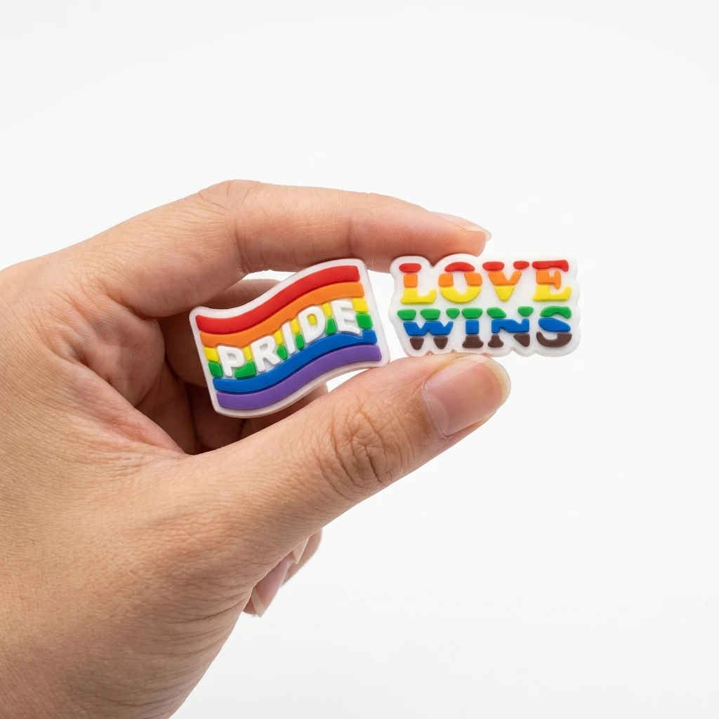 1-10Pcs Rainbow Love Wins PVC Shoe Charms Proud of Who I am Adult Designer Clog Button Decorations For Party Gifts
