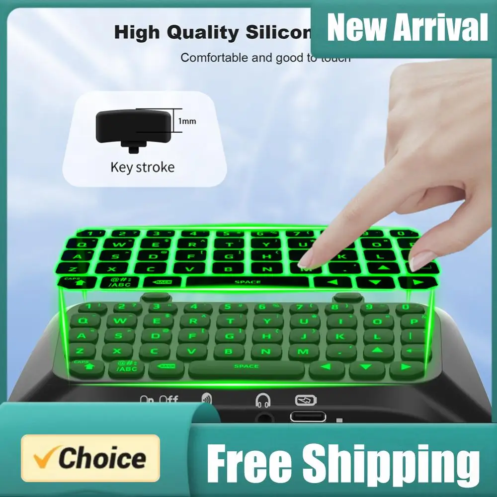 

Клавиатура-контроллер 500 мАч, мини-клавиатура Chatpad, Bluetooth-совместимая, с зеленой подсветкой, встроенным динамиком для PS5 Elite Handle