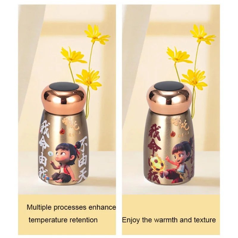 The  Mini Stainless Steel Insulated Cup Features Cute Cartoon and Childlike Prints That Display The Temperature Conveniently