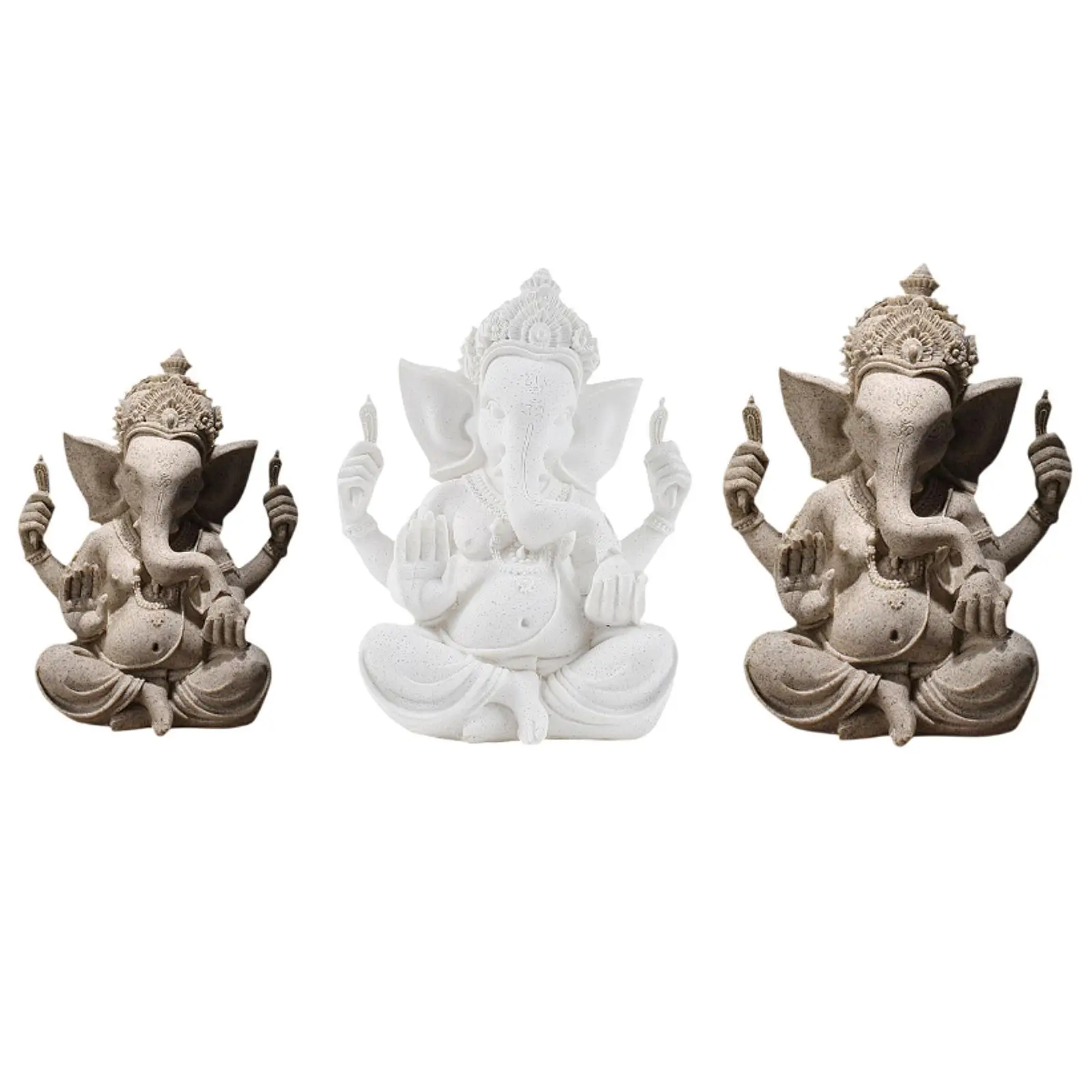 Ganesha Statue Lord Ganesh Figurine Gift Meditation Desktop Farmhouse Handmade Office Car Hindu Elephant God Buddha Decor