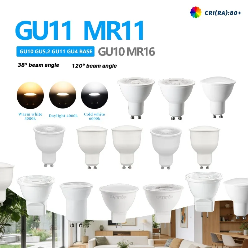 

Набор из 8 светодиодных ламп GU11 MR11 GU4, AC220V 240V, 2835 SMD, 3W 9W 12W, теплый/холодный/нейтральный белый свет, замена галогенных ламп GU10