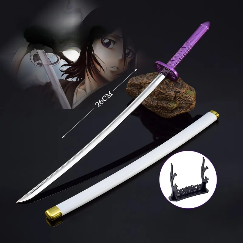26cm Kuchiki Rukia Sode No Shirayuki arma popolare giapponese Afro-san modello Anime in metallo Katana Samurai Sword collezioni regali