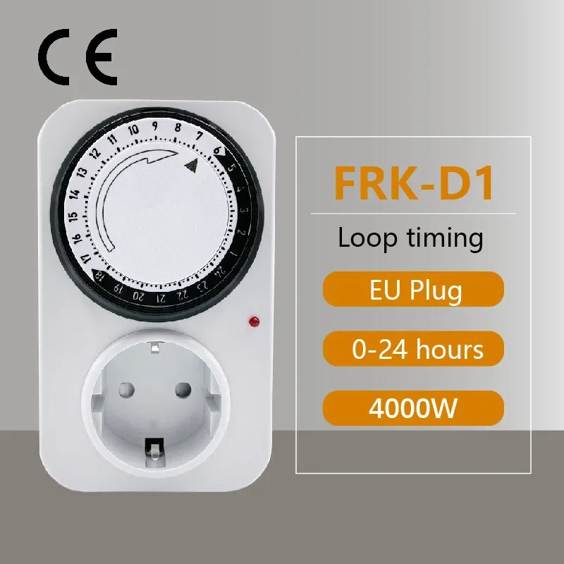 EU Plug Timing Socket 24-hours Cycle Mechanical Timer Electricity Consumption Meter Automatic Shutdown with Overload Protection