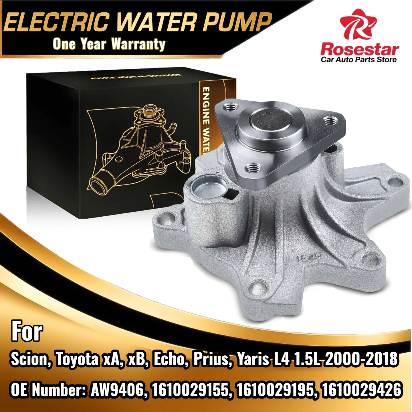 

New Engine Water Pump for Toyota Yaris 2006-2018 Prius 2001-2009 Echo 2000-2005 AW9406, 1610029155, 1610029195, 1610029426