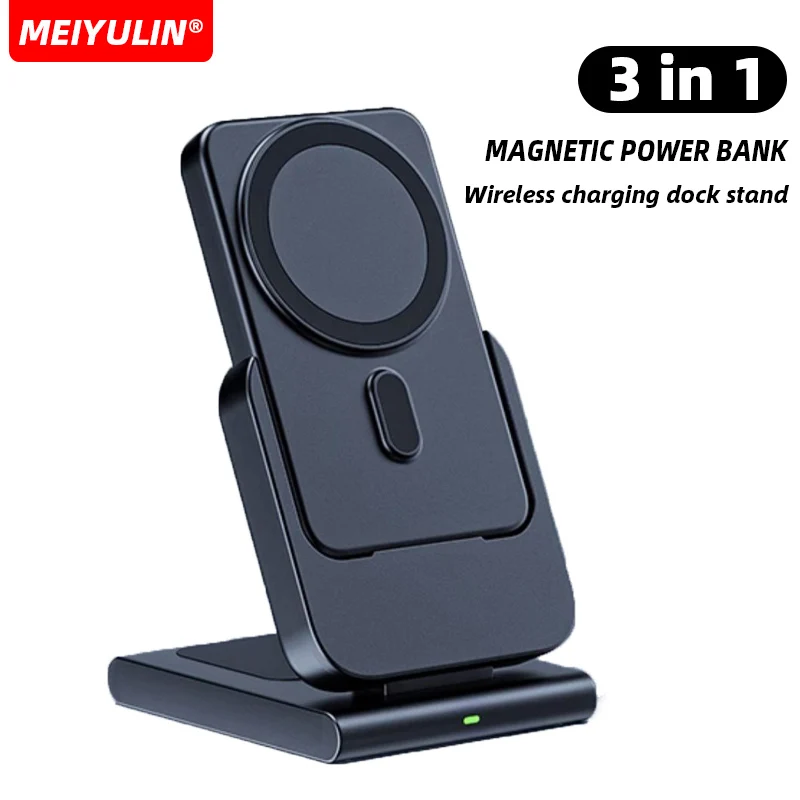 10000mAh Magnetic Power Bank 15W Wireless Fast Chargr Stand for Apple Watch Portable 5000mAh Spare Battery for iPhone 15 Samsung