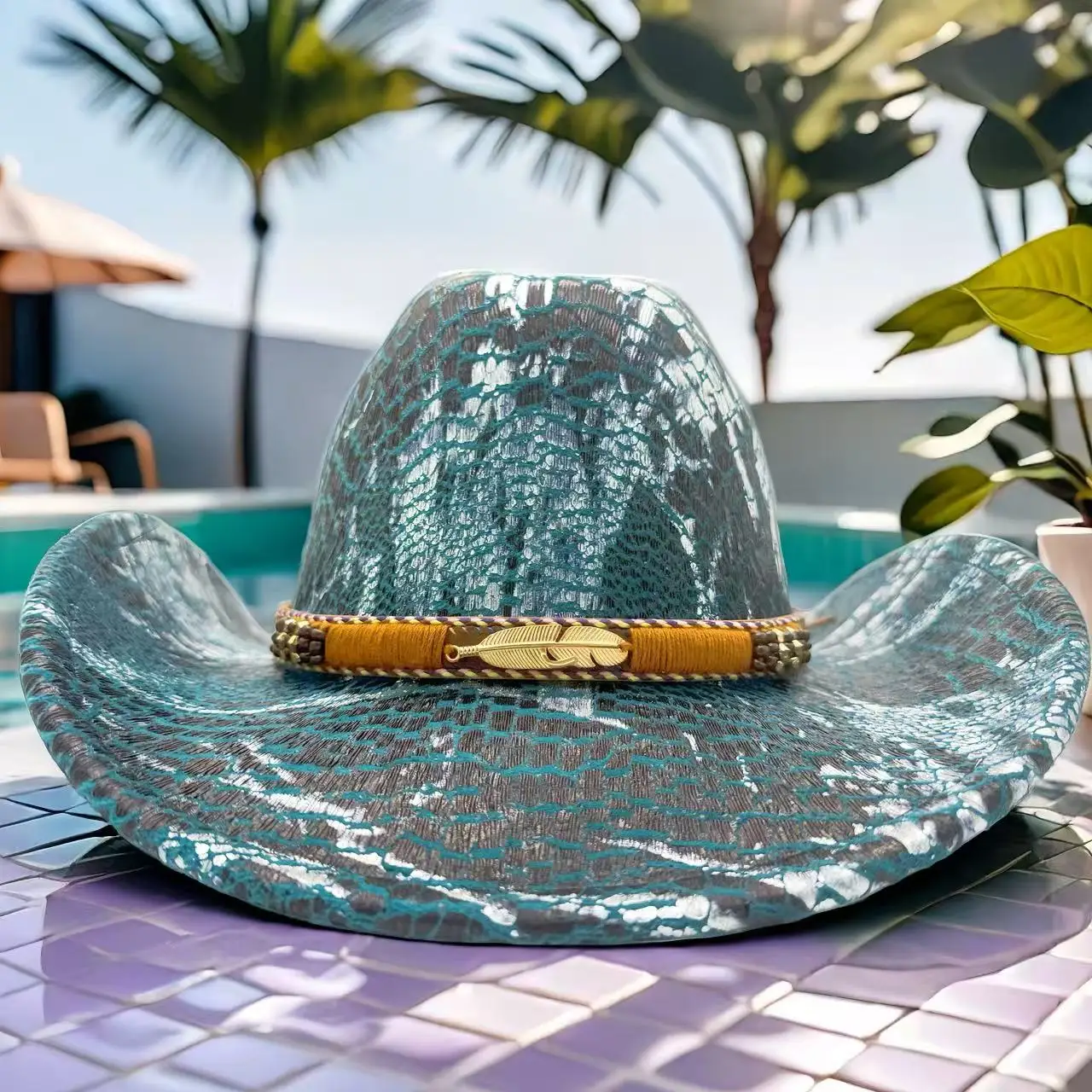 HongLuan – chapeau de Costume à paillettes pour adultes et chapeaux de Cowboy, strass pour femmes, accessoires de Cosplay de Cowboy et casquette de Cowgirl