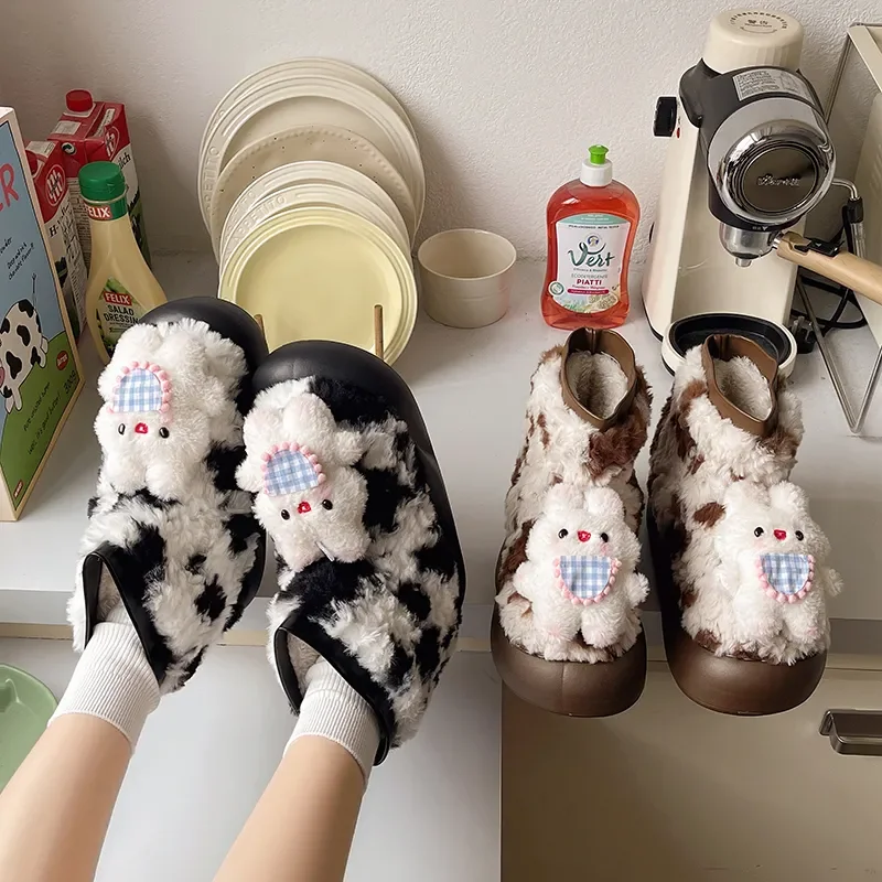 Miniso Hello Kitty Snow Boots Cute Thick Soled Plush Cotton Shoes Winter New Warm Korean Version Multifunctional Short Boots