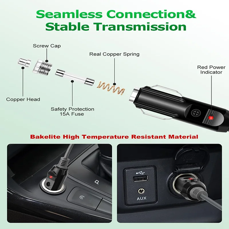 DC power cord cigarette lighter compatible with Starlink mini waterproof car adapter with 10 and 16.4FT cables