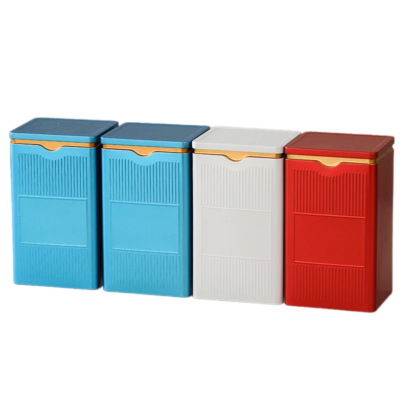 Portable Tea Box Solid Color Tea Sealed Box Teaware Storage Container Tinplate Can Coffee Sugar Box Kitchen Storage