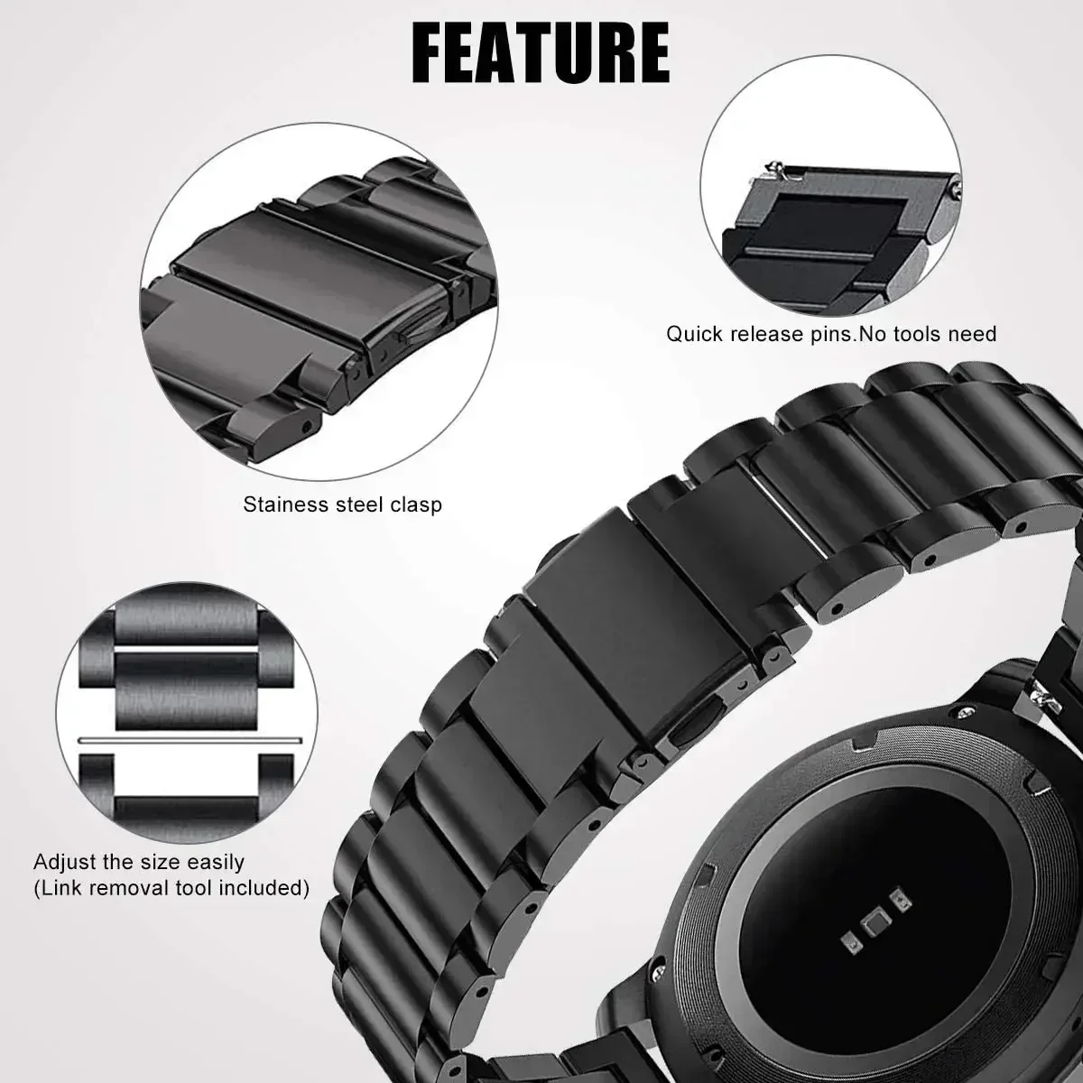 22mm Stainless Steel Strap For Redmi Watch 3 Active Metal Replacement Bracelet For Redmi Watch 3 Lite/5 Lite/5 Active Watchband