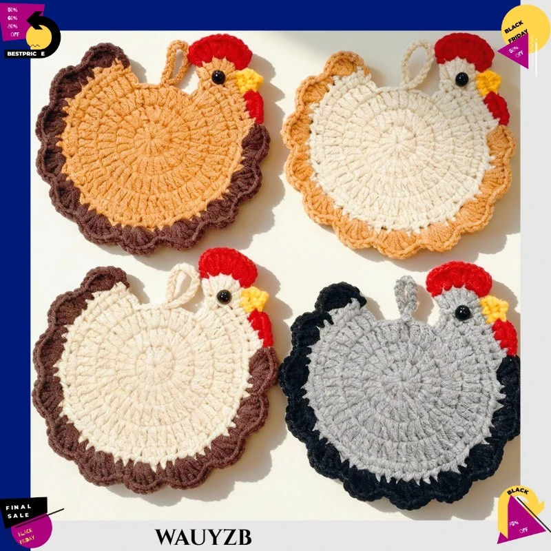 Handmade Woolen Hook Weaving Cup Mat Chicken Insulated Cup Mat