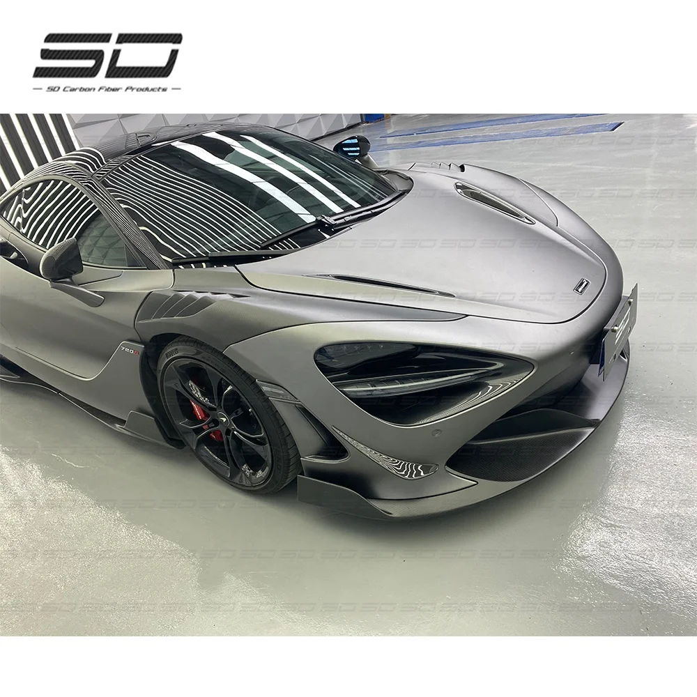 R Style Dry Carbon Full Set Body Kit front Lip Side Skirts Fender Rear Diffuser  Rear Spoiler For McLaren 720s