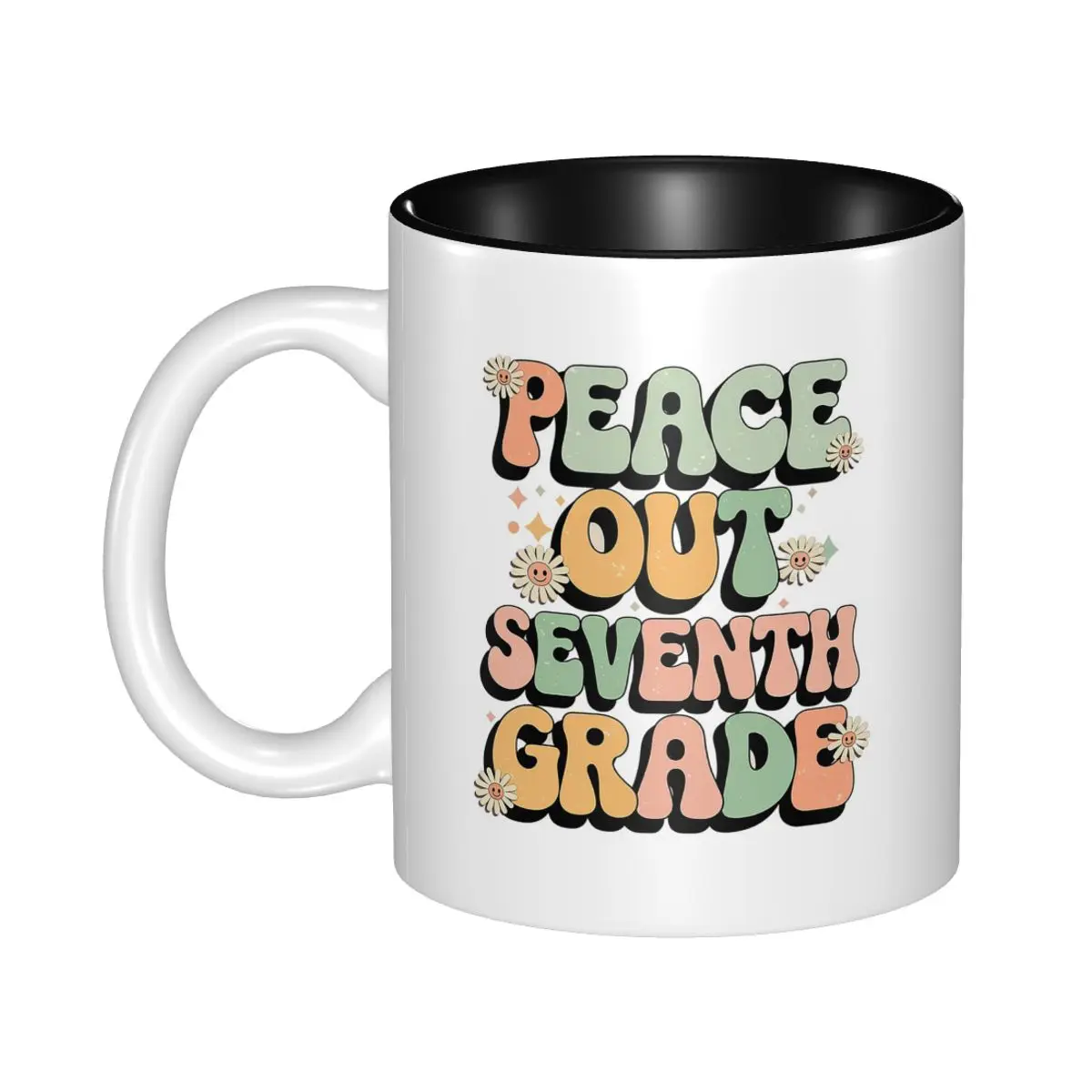 Peace Out Seventh Grade Cute Groovy Last Day Of 7th Grade Mug Ceramic Coffee Cups Tea Mugs Milk Cup Drinkware Gift for Friends