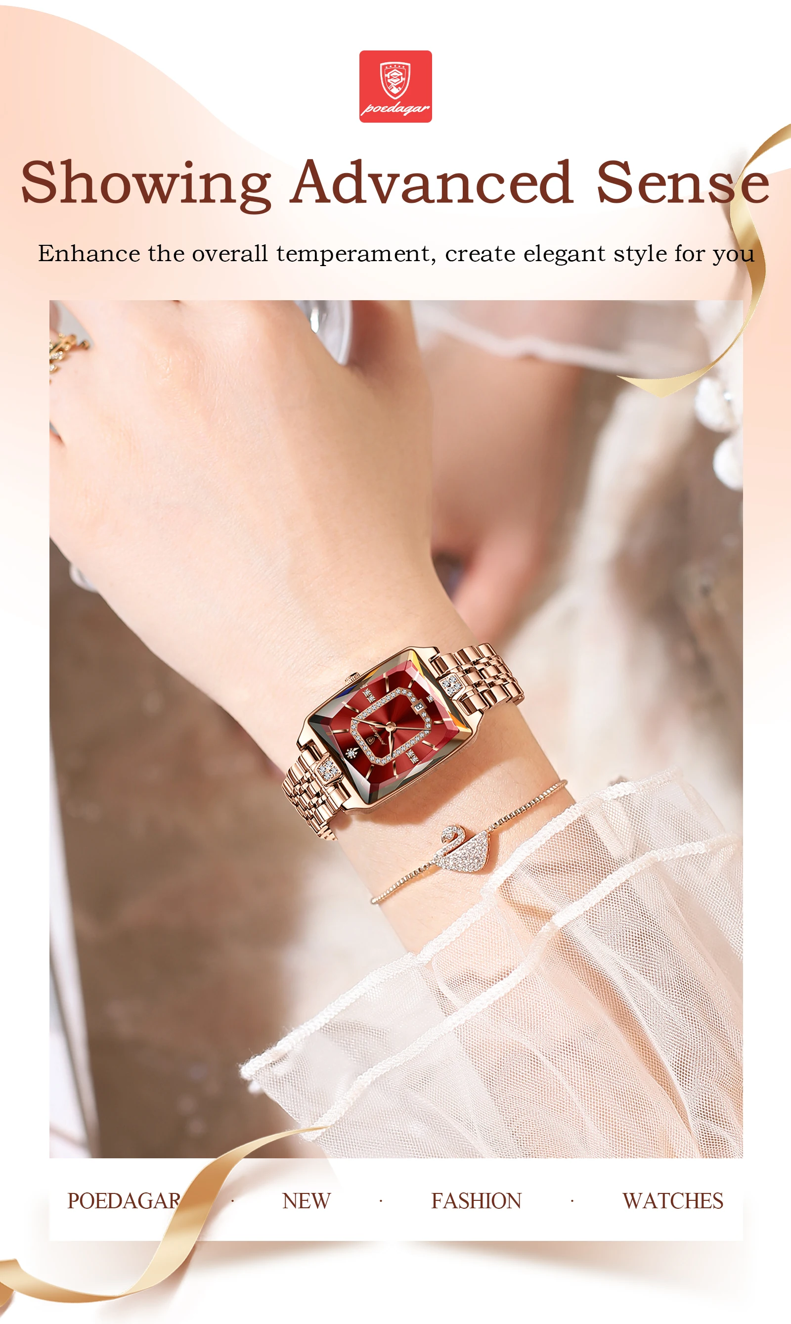 POEDAGAR Luxusmarke Damen-Armbanduhr Elegante Wasserdichte Edelstahl-Damenuhr Modische Datum Quarz Damenuhren Reloj – Detail 4