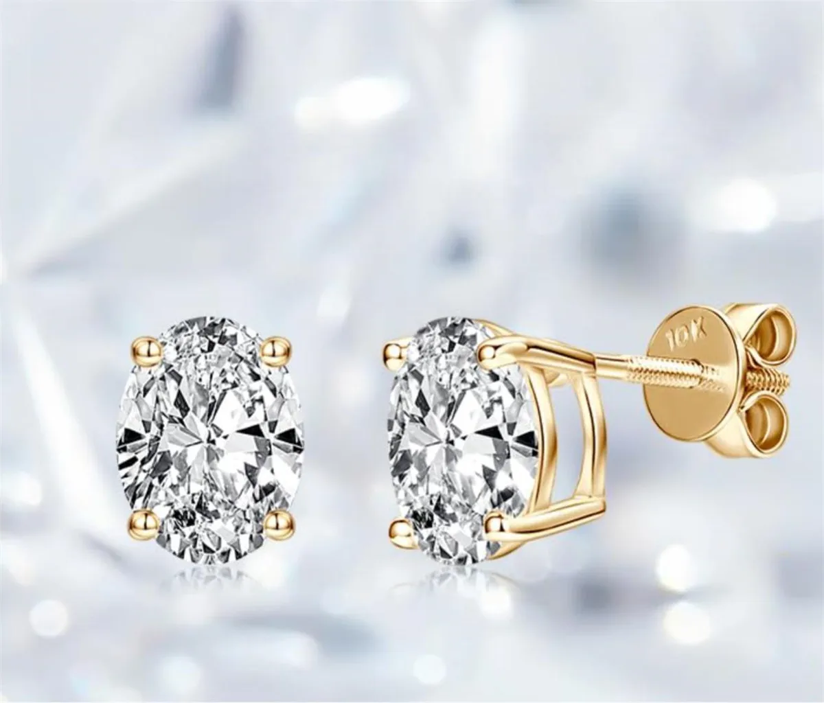10K Solid Gold Lab-Grown Diamond Oval 1CT IGI Certified Diamond Stud Earrings for Women | Premium Jewelry Custom Wholesale