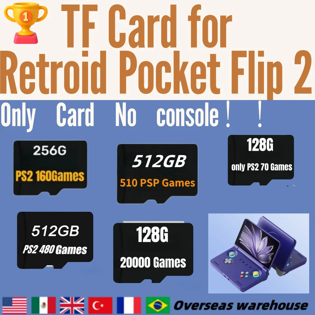 Retroid Pocket Flip 2 carte mémoire TF carte pour populaire classique rétro jeu PSP PS2 3DS Portable Handhel 512G PSP Sd carte cadeaux