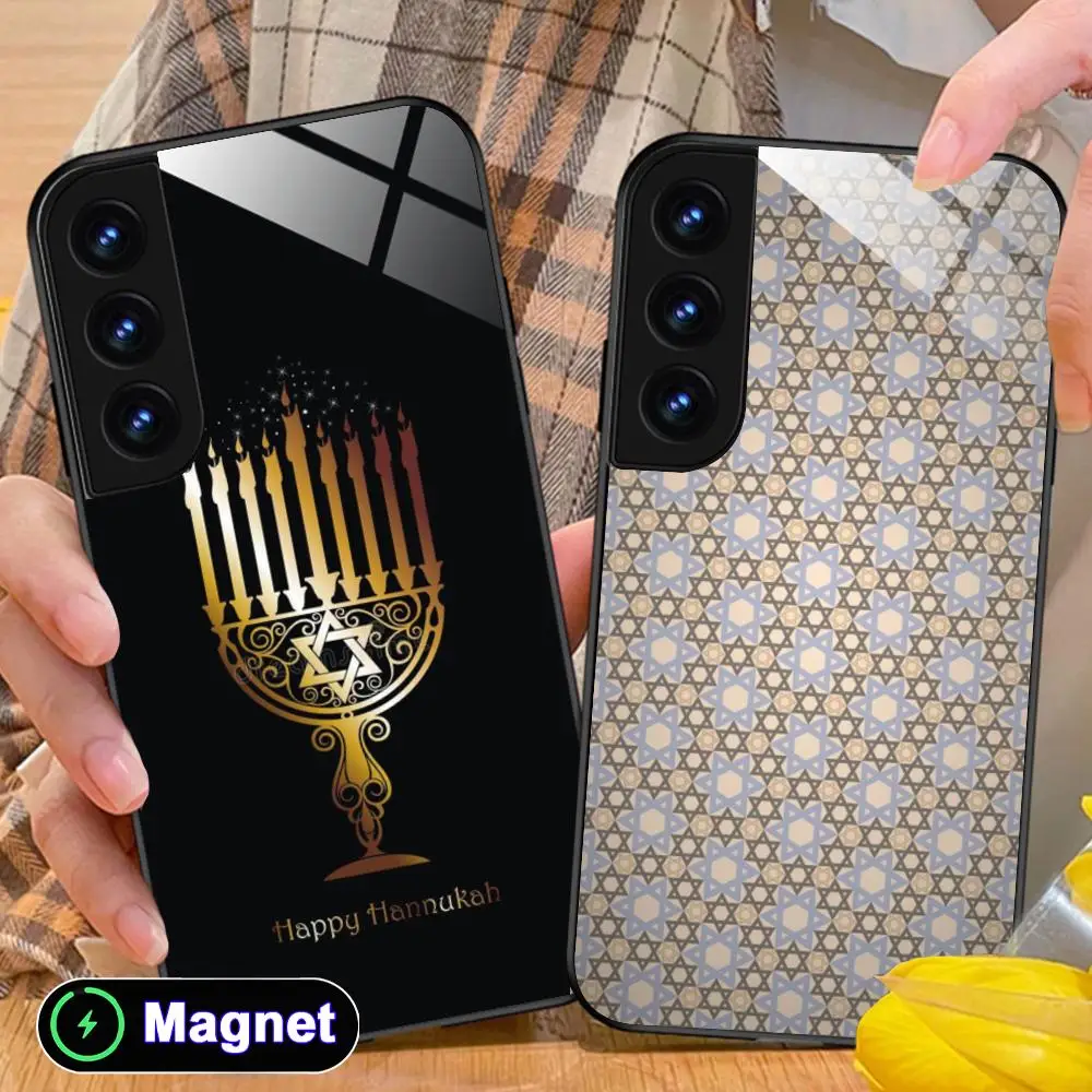 

Jewish Hanukkah Phone Case for Samsung Galaxy S26 S25 S24 S23 S22 S21 S20 Note20 Plus FE Ultra Glass Magnet Cover