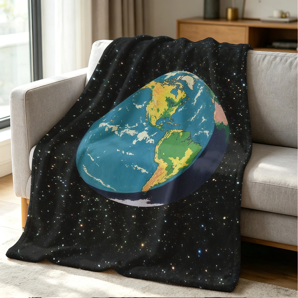 Space Globe Blanket Soft Cozy Throw for Sofa Bed Festive Holiday Decor Gift for Kids and Adults,Lightweight and Warm