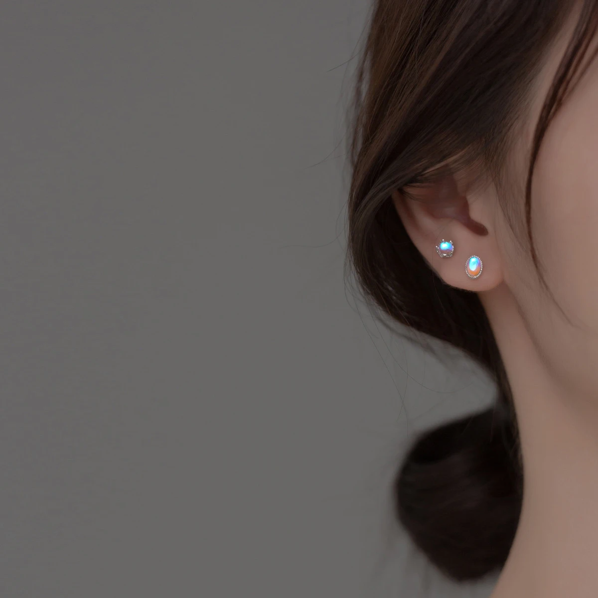 Modian 925 Sterling Silver Round Drop Oval Shape Exquisite Stud Earrings for Women Fine Jewelry Simple MoonStone Anniversary
