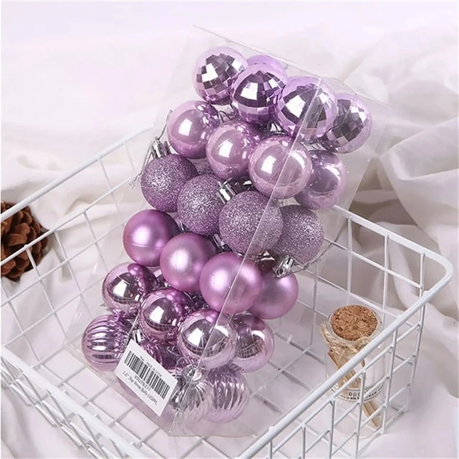 36Pcs Christmas Xmas Tree Ball 1.57 Inch Purple Home Party Ornament Decor Xmas Tree Hanging Ornament Delicate Baubles Set