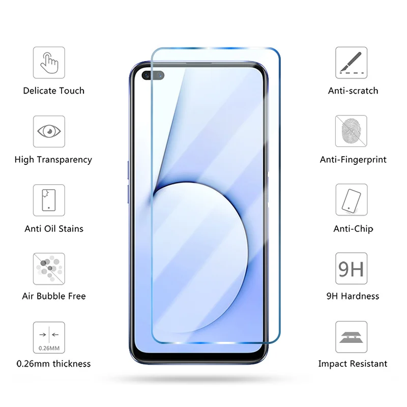 4Pcs Tempered Glass For Realme GT Neo 5G 7 6 8 X2 X7 5 3 2 Pro C11 C21 C25 Global Screen Glass For Realme Narzo 30 Pro 5G 30 A