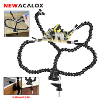 NEWACALOX Soldering Third Hand Helping Hands with Adjustable Vise Table Desk Clamp Base PCB Holder Soldering Tool Welding Repair