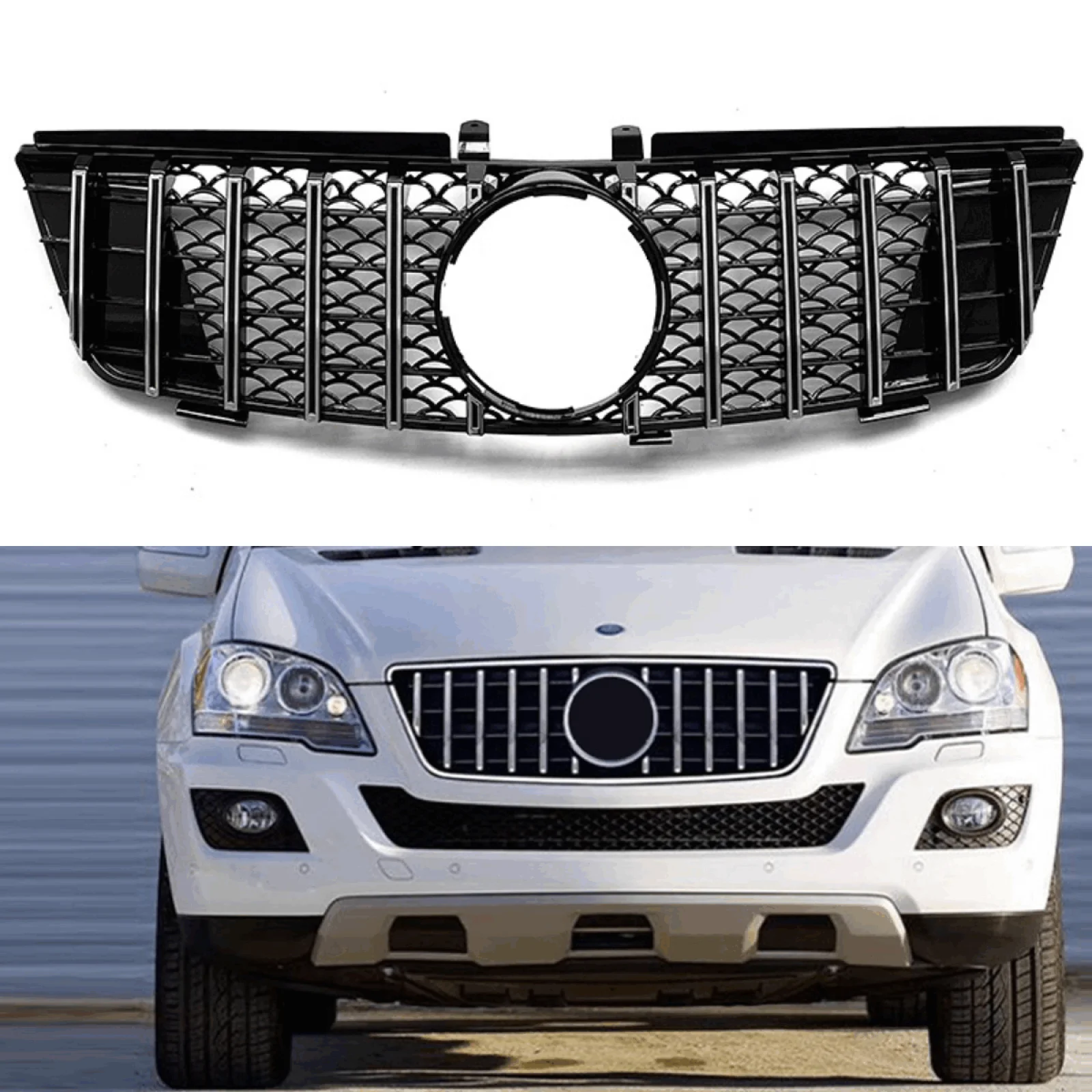 

Front Grill for Mercedes ML Class W164 X164 Grille GT GT R Grill 2005-2008 ML320 ML300 ML400 ML500 Without Emblem