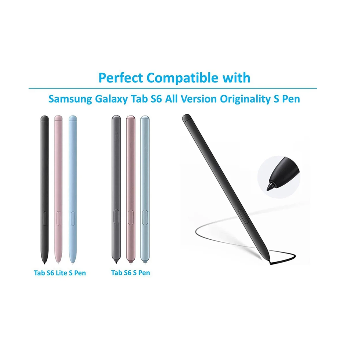 สำหรับ Samsung S6ปลายปากกาสไตลัสแบบเติมหัว S7ซีรีส์ N10 N20ชุดหัวปากกาปลายปากกา5หัวปากกา1คลิปสีดำ