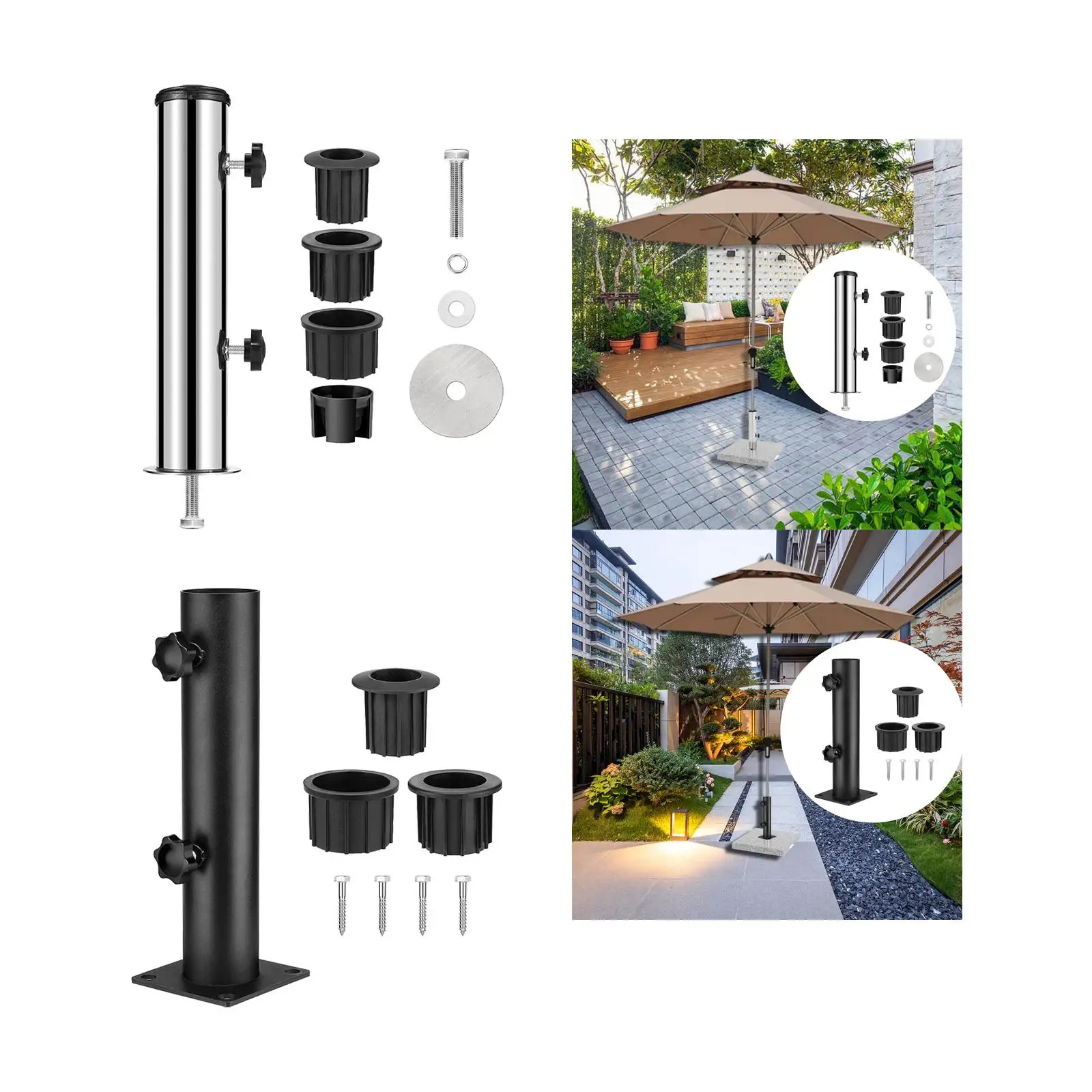 Umbrella Base Stand Tube Umbrella Mount Heavy Duty Umbrella Clamp Replacement Parasol Steel for Docks Lawn Yard Garden Backyard