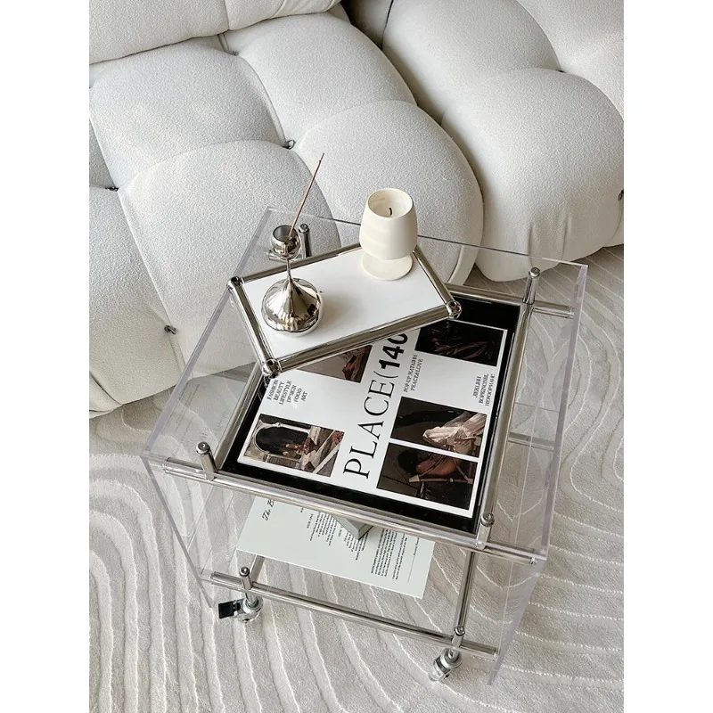 

Acrylic edge table light luxury high-end trolley living room medieval small coffee table