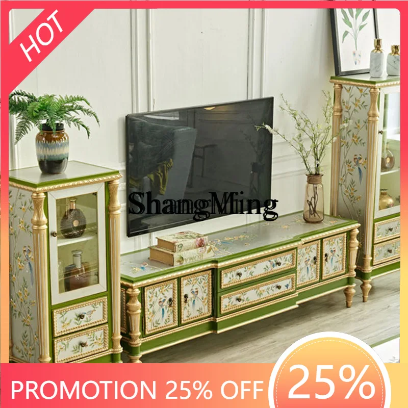 

SM Household Painted TV Birch Modern Simple Living Room Vintage Floor Cabinet Furniture