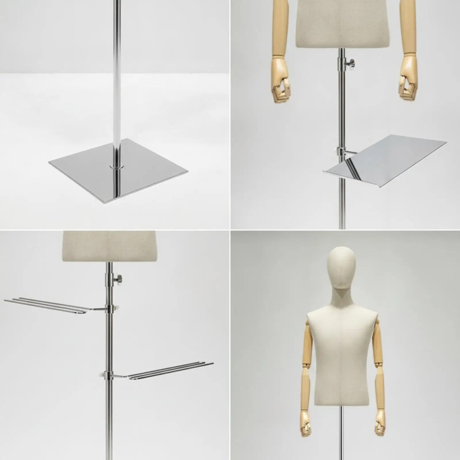 Male Dress Form Mannequin Torso with Adjustable Metal Pole for Boutique Window Display Designer Tailor Shop Clothing Rack