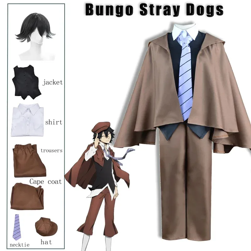 Edogawa Rampo Cosplay Anime Bungo Stray Dogs Costumi Costumi di Halloween Parrucca Detective Uniforme Vestito Completo Del Partito Colthing
