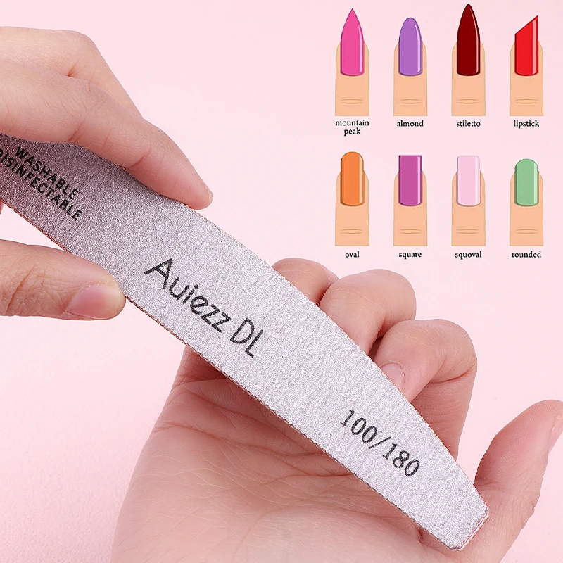 5/10 Peças de Lixas Profissionais para Unhas, Lixa Grossa, Bloco de Polimento Cinza, Ferramentas de Manicure para Polimento e Lixamento