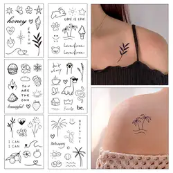 6pcs Cute Finger Wrist Herbal Juice Tattoo Stickers Girls Love Butterfly Animal Pattern Cartoon Lasting Tattoo Party Accessories