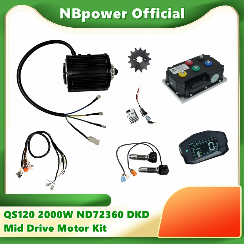 QS 120 70H 2000W Mid Drive Motor with ND72360 Fardriver Controller DKD Display Mainline Harness Motorcycle Z6 Throttle Motor Kit