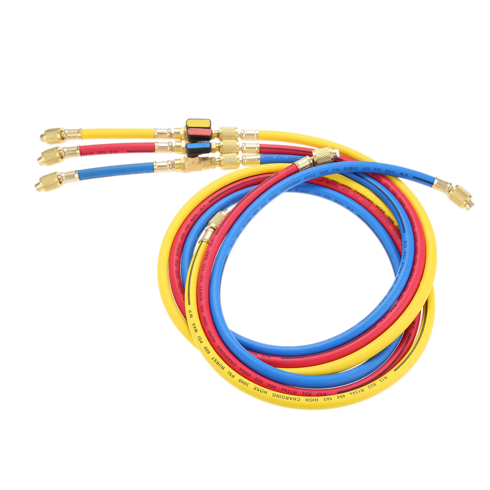 

3 шт. R134A R410A R22 R12 Набор зарядных шлангов и шаровых клапанов 1/4 'Резьба SAE для инструментов для зарядки кондиционера и охлаждения
