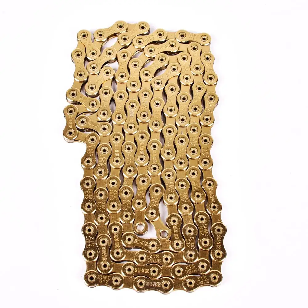 

Bicycle Chain 12 Speed 126L Gold Hollow Lightweight x1 x12 1x12 System Connector Included for Road Bicycle MTB Mountain Bike